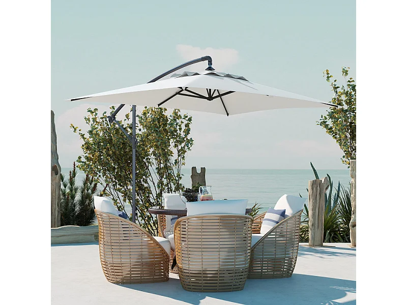 Parasol Dietwald Déporté Rectangulaire Extérieur Résistant Crème 294x193 cm