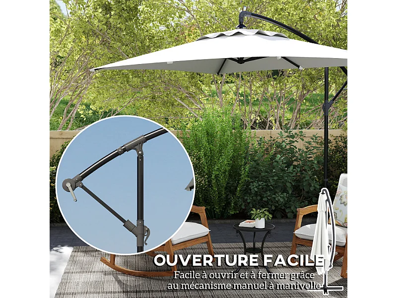 Parasol Dietwald Déporté Rectangulaire Extérieur Résistant Crème 294x193 cm