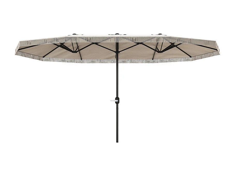 Parasol Udric Bohème Franges XXL Manivelle Tissu Résistant UV Beige Clair