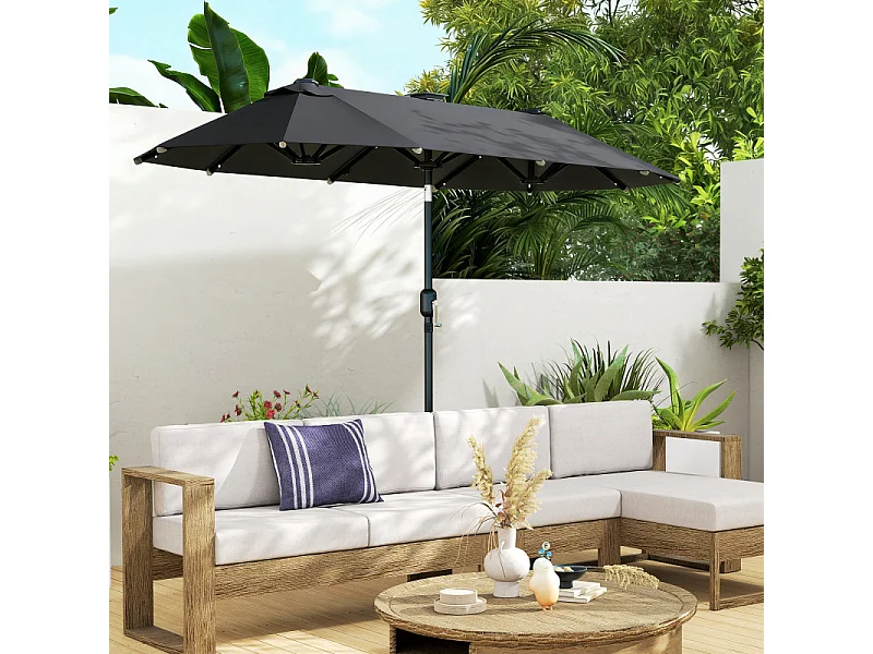 Parasol Doralice Éclairage LED Solaire Inclinable Gris 292x150cm