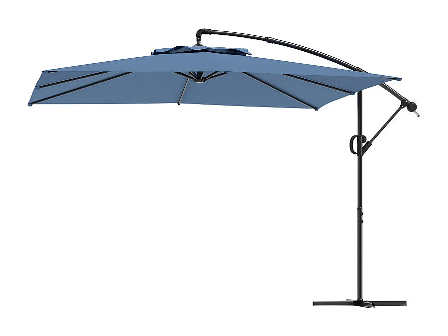 Parasol Idric 3x3m réglable anti-UV UPF50+ bleu résistant vent