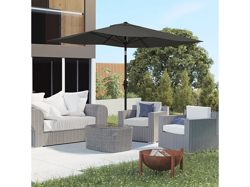 Parasol Ulmenbach Inclinable Jardin Terrasse Piscine Gris Anti-UV 50+ 2,9x2m
