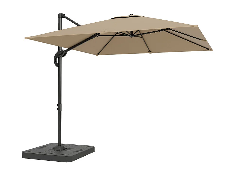 Parasol Jaumont inclinable rotatif 360° kaki anti-UV avec lest intégré