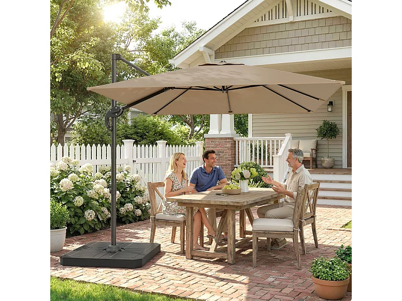 Parasol Jaumont inclinable rotatif 360° kaki anti-UV avec lest intégré