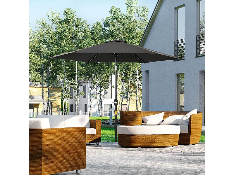 Parasol Aelric Octogonal Inclinable Noir Jardin Terrasse Piscine Aluminium Résistant