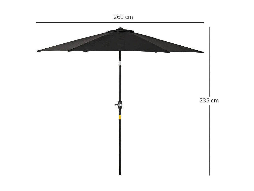 Parasol Aelric Octogonal Inclinable Noir Jardin Terrasse Piscine Aluminium Résistant