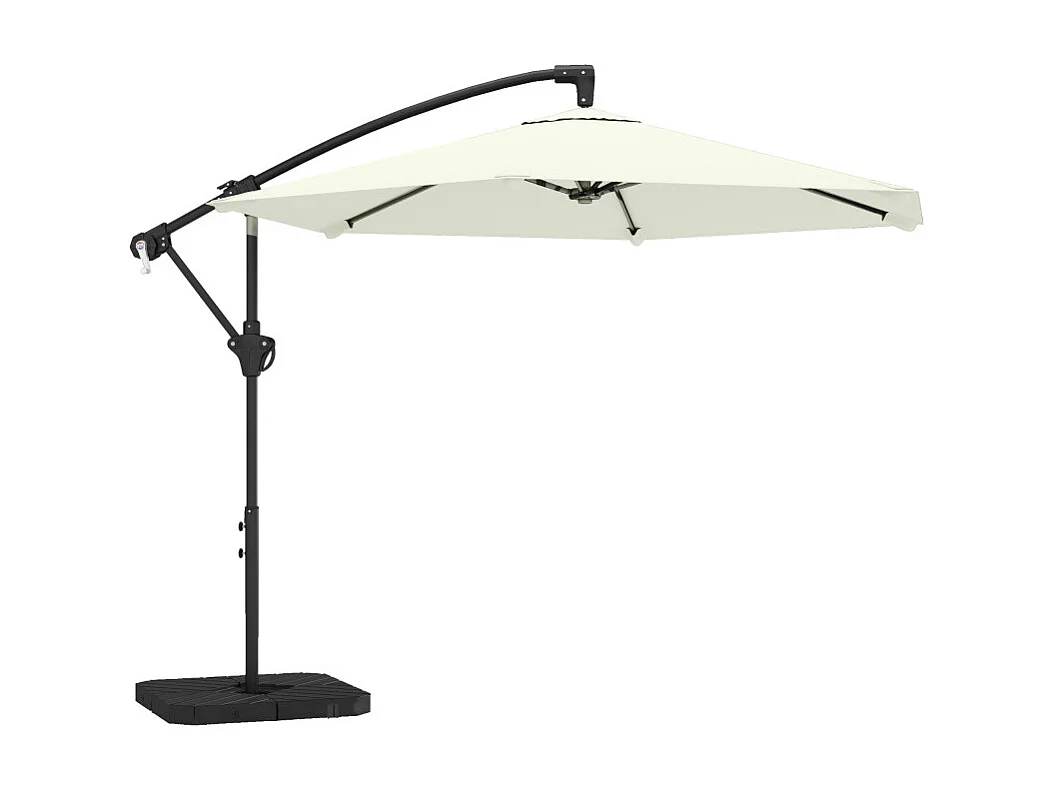 Parasol Ribabellosa déporté 3m crème avec base lestée et toile ventilée UPF30+