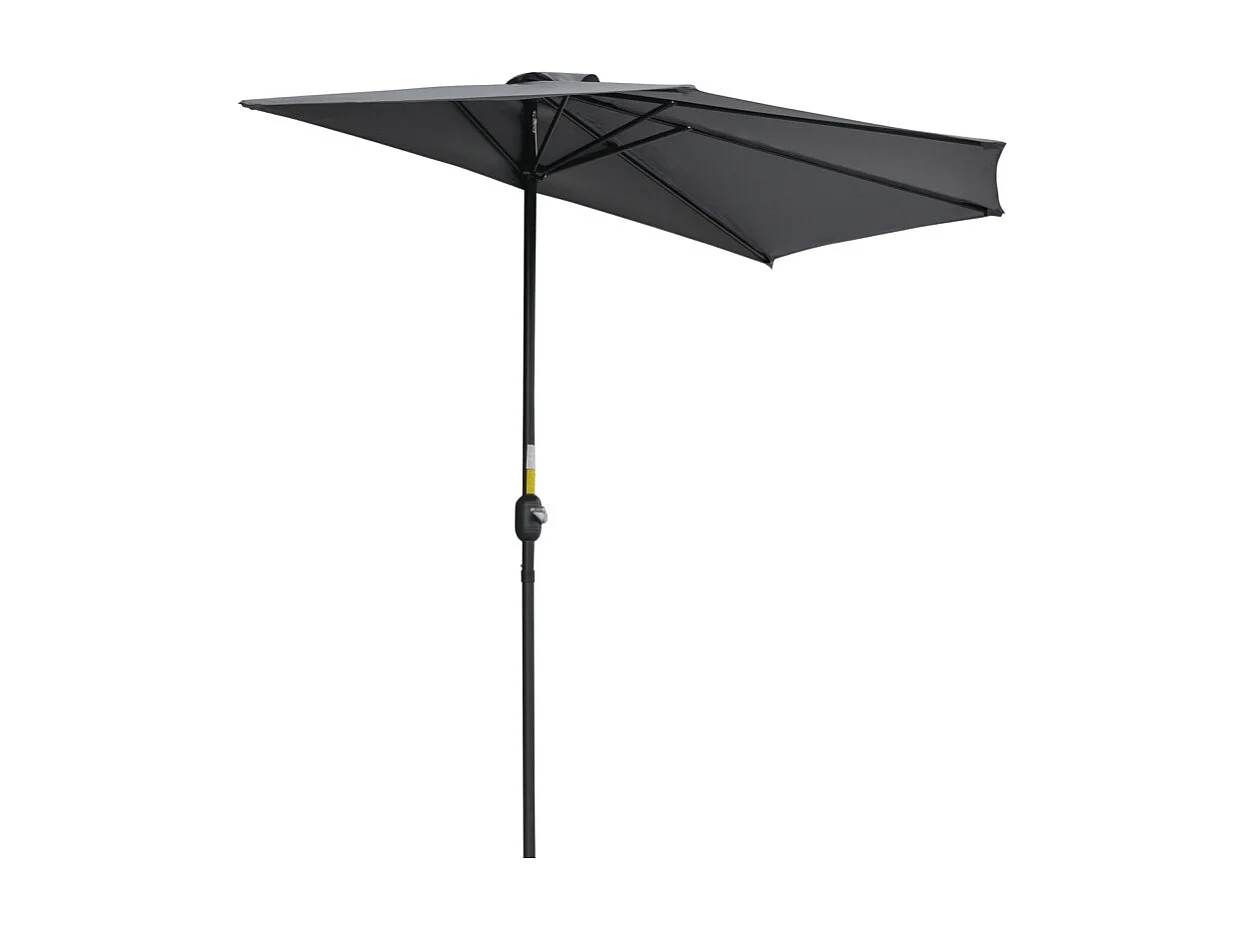 Parasol Elderwick Demi-Lune Gris Balcon Terrasse Anti-UV Manivelle Pratique