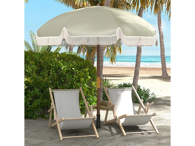 Parasol Volkmar Bohème Franges UV40+ Protection Solaire Extérieur Vert Émeraude