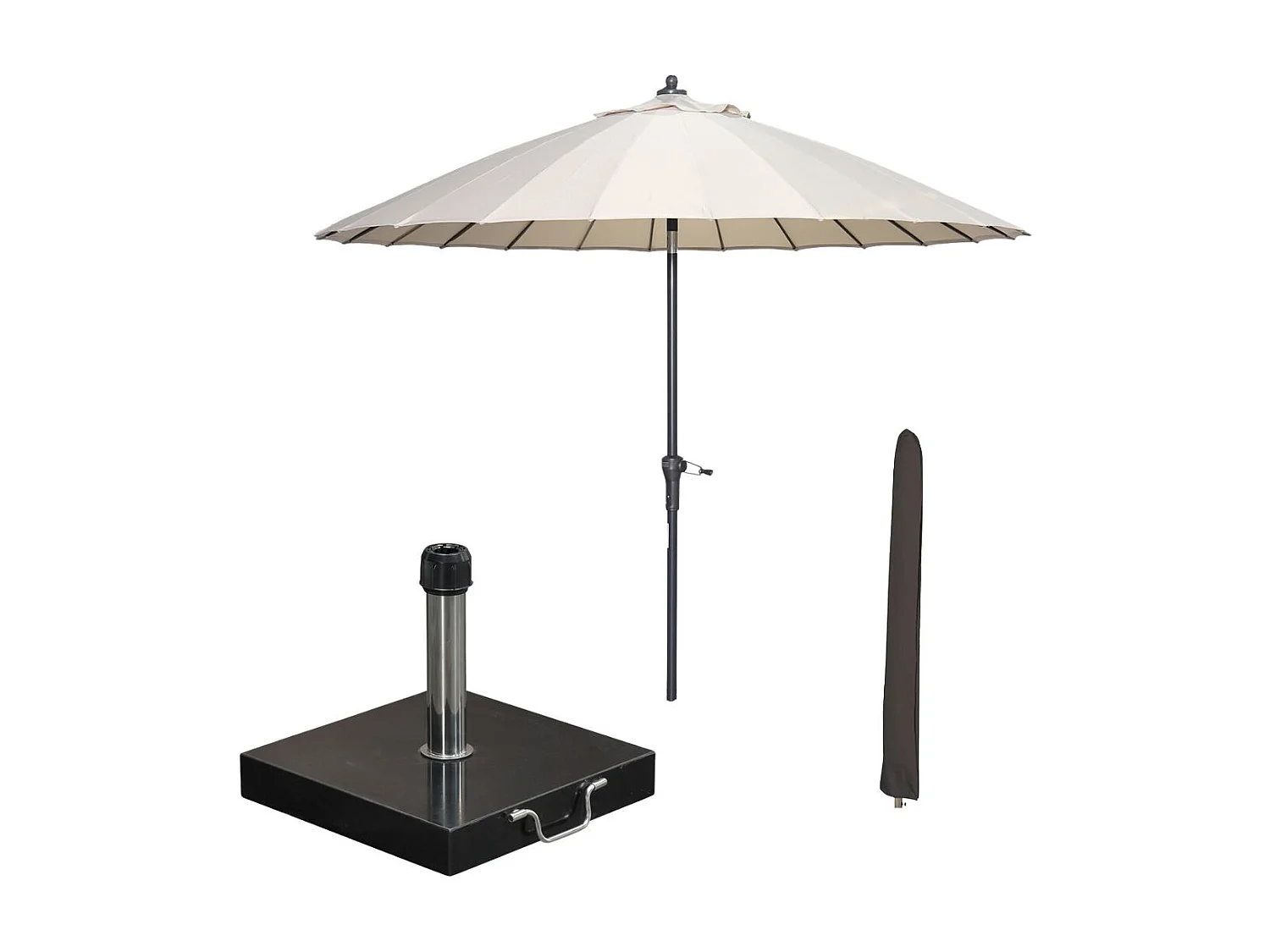 Parasol canne - Garden Impressions - Manilla - Ø250 cm - écru - avec housse et pied Cosmo 40 kg.