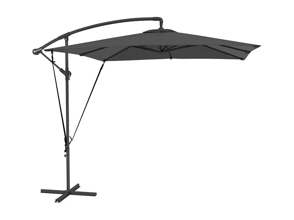 Parasol Brunetta déporté carré inclinable anthracite résistant UV et vent