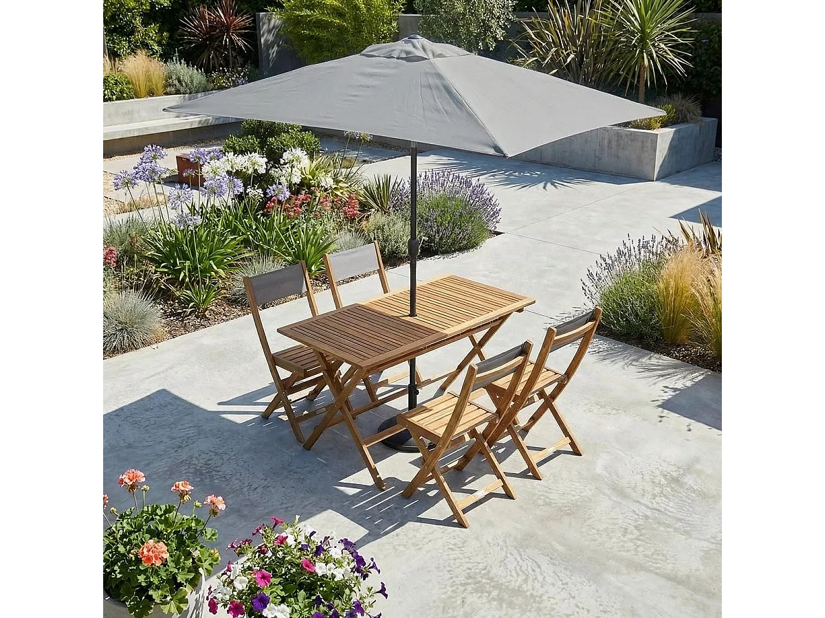 Rechteckiger Gartenschirm 300x200 cm - Grau