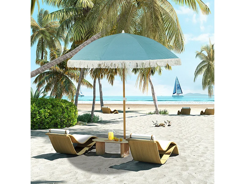 Parasol Neubach Design Franges UPF50+ Réglable Bleu Clair 172 cm
