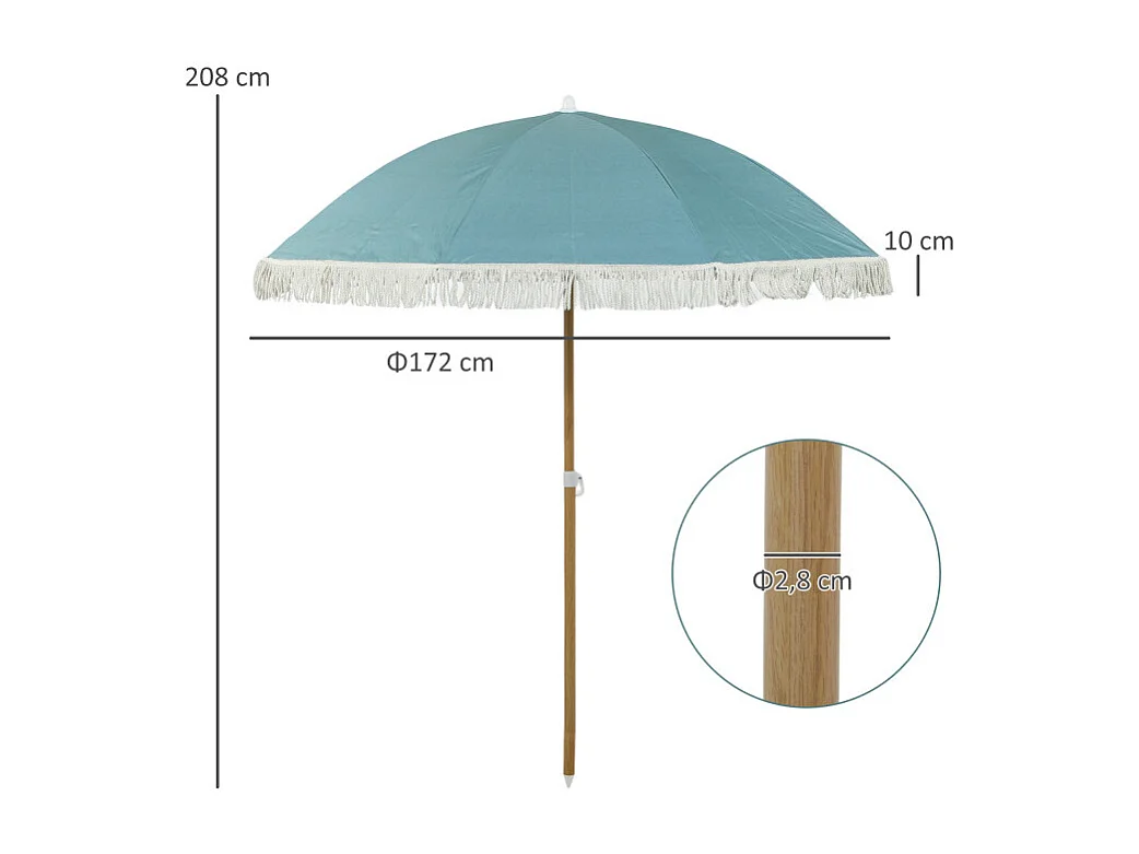 Parasol Neubach Design Franges UPF50+ Réglable Bleu Clair 172 cm