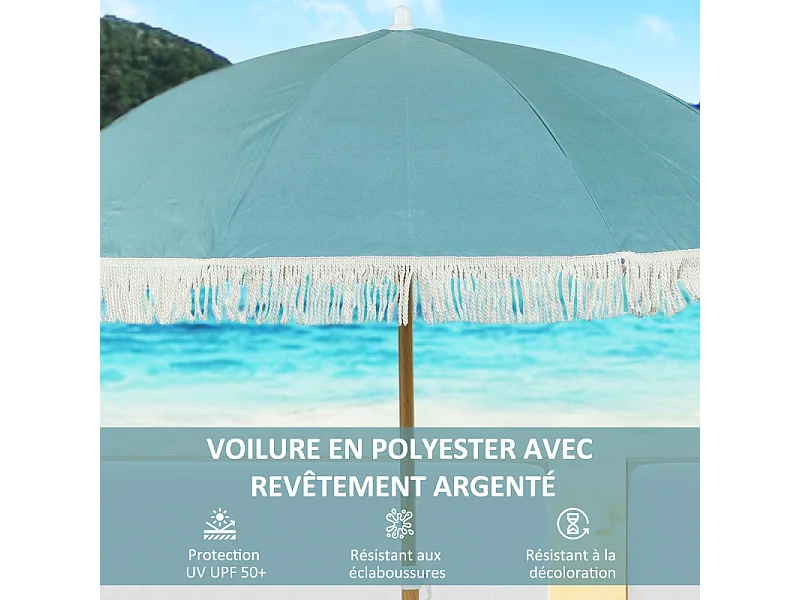 Parasol Neubach Design Franges UPF50+ Réglable Bleu Clair 172 cm