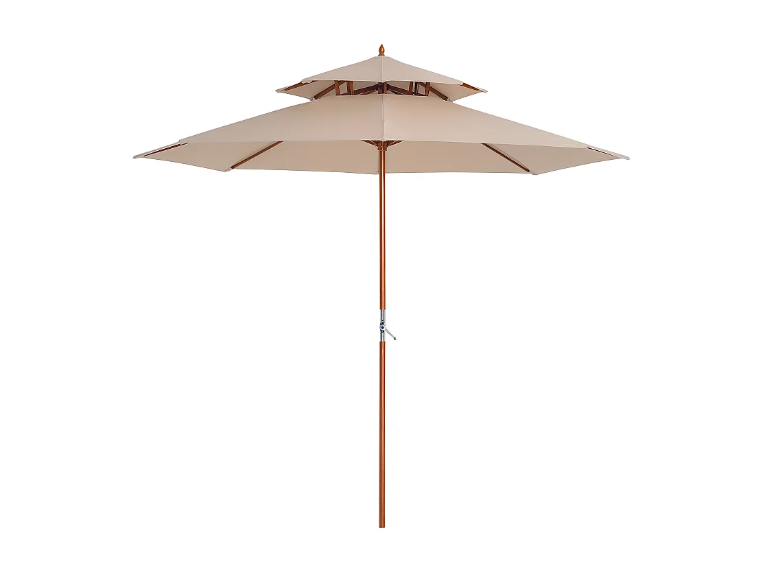 Parasol Inverno Droit Double Toit Résistant UV Beige Bois Peuplier 265 cm