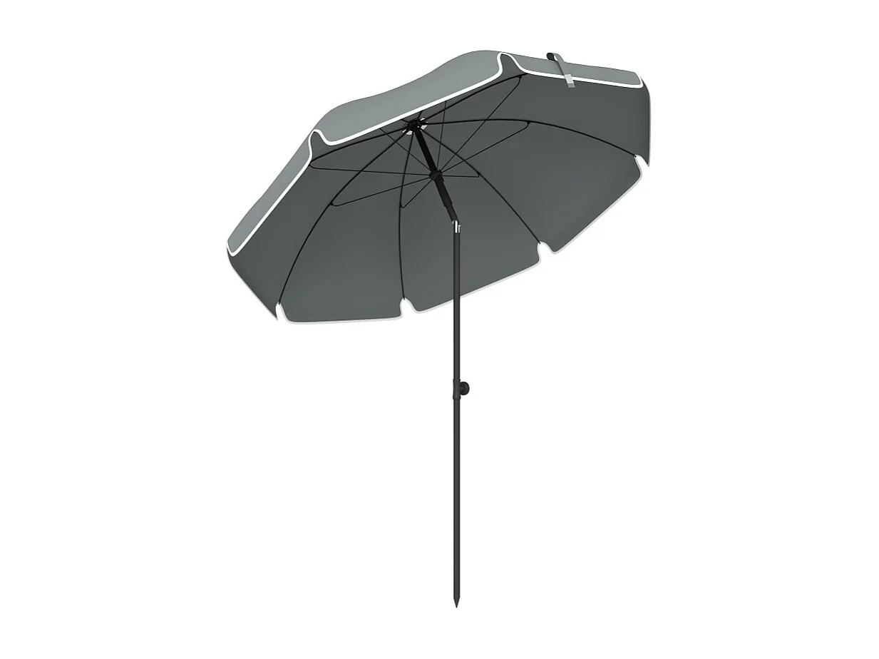 Parasol Nussdorf inclinable 150 cm protection solaire gris foncé stable plage