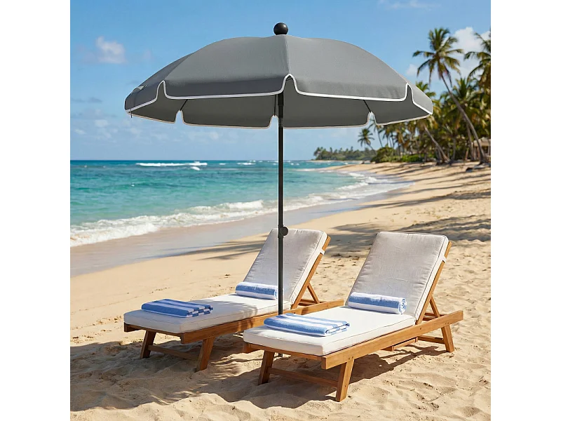 Parasol Nussdorf inclinable 150 cm protection solaire gris foncé stable plage