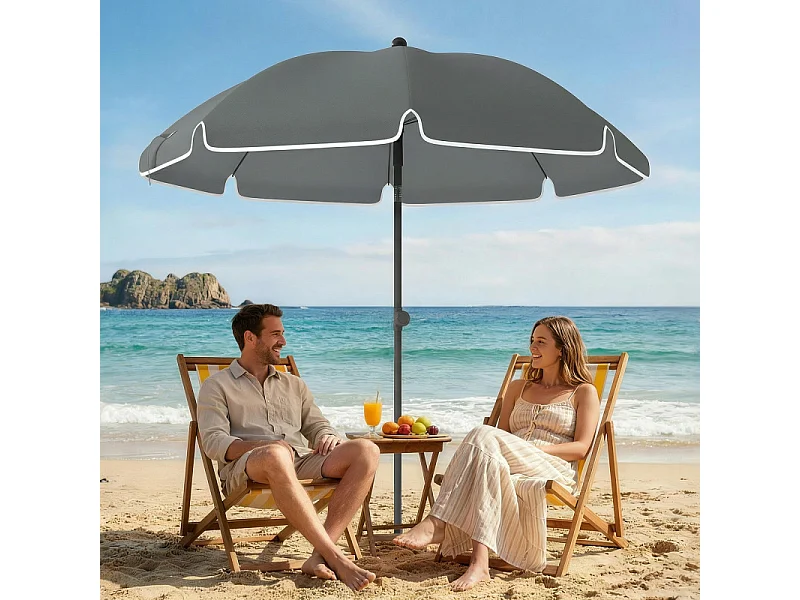 Parasol Nussdorf inclinable 150 cm protection solaire gris foncé stable plage