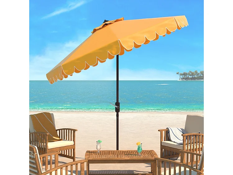 Parasol Jaune/Blanc OPEN: 256 x 256 X 251 CLOSE: 15 x 15 x 251 - Dorinda