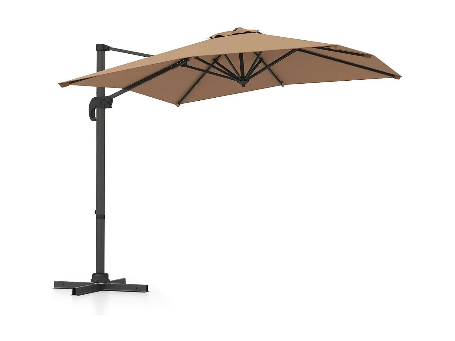 Sonnenschirm rechteckig 250 x 250 cm großer Ampelschirm mit Kurbel Braun