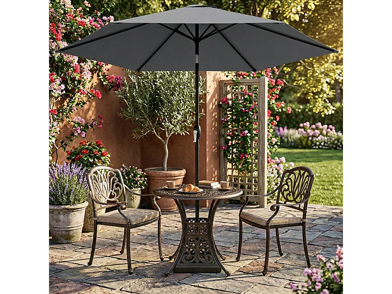 Parasol Ottobiano Inclinable Manivelle Jardin Extérieur Gris Foncé 196 cm