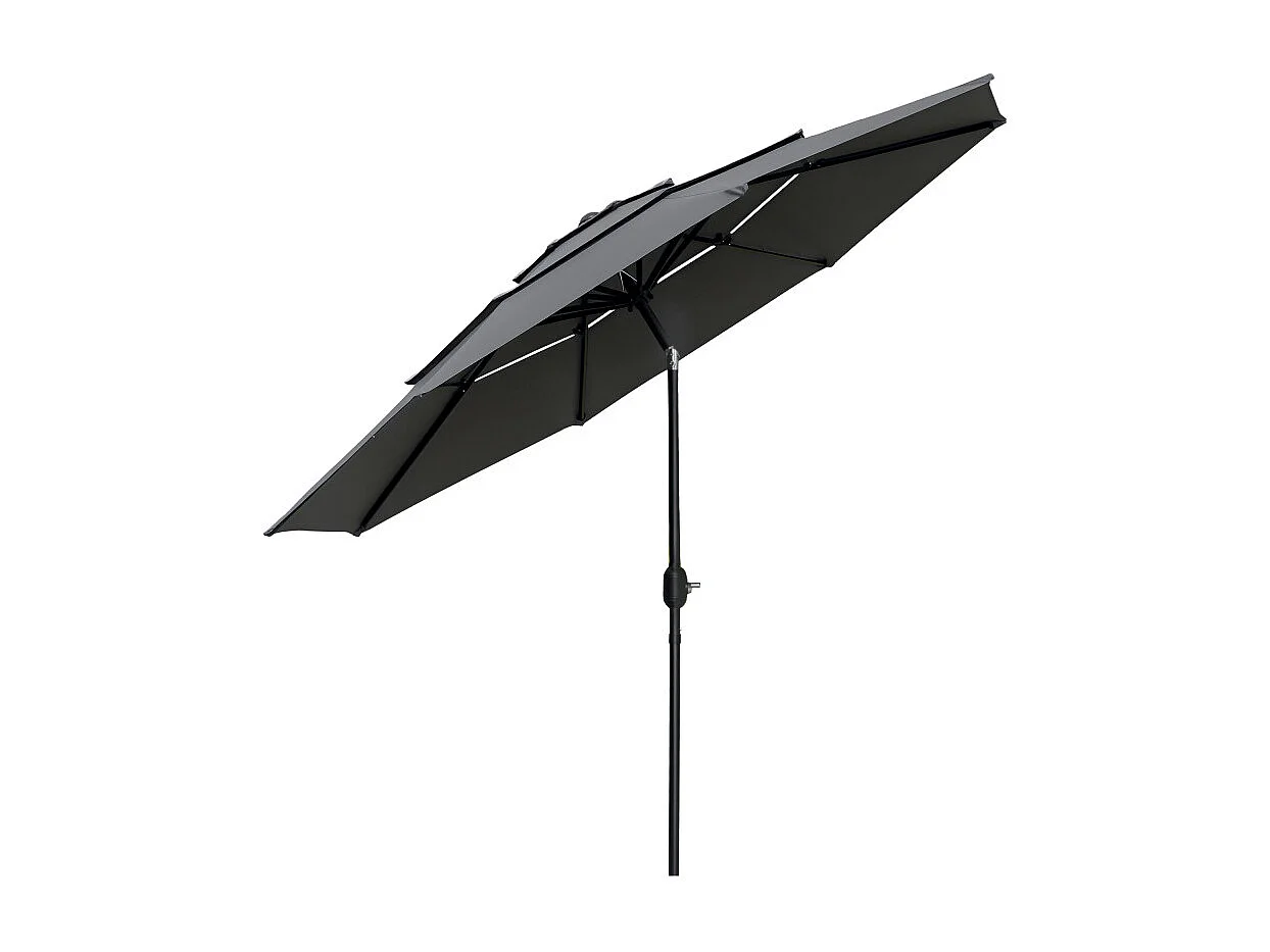 Parasol Leocadia inclinable rond 285 cm résistant UV gris clair extérieur