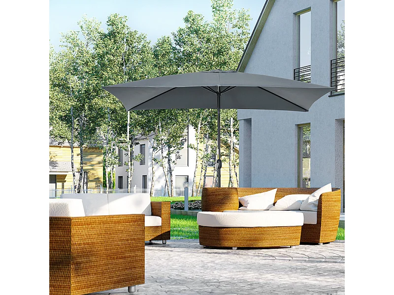 Parasol Whitestone Rectangulaire Inclinable Gris Foncé Protection UV 295x195 cm