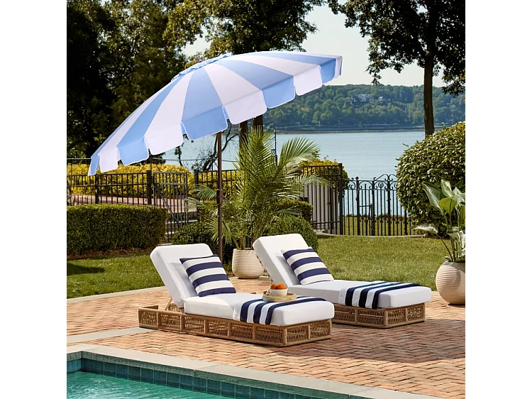 Parasol Rayure bleu bébé OPEN: 256 x 256 X 251 CLOSE: 15 x 15 x 251 - Samuel