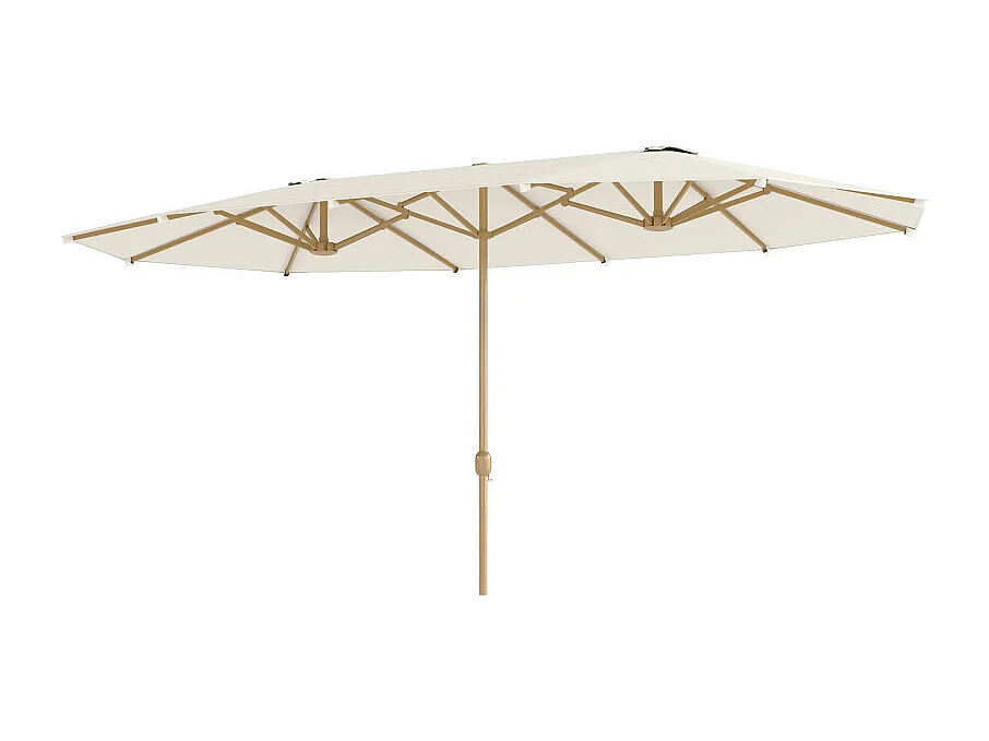 Parasol Dornbach XXL Exotique Manivelle Acier Effet Bois Tissu Beige 455 cm