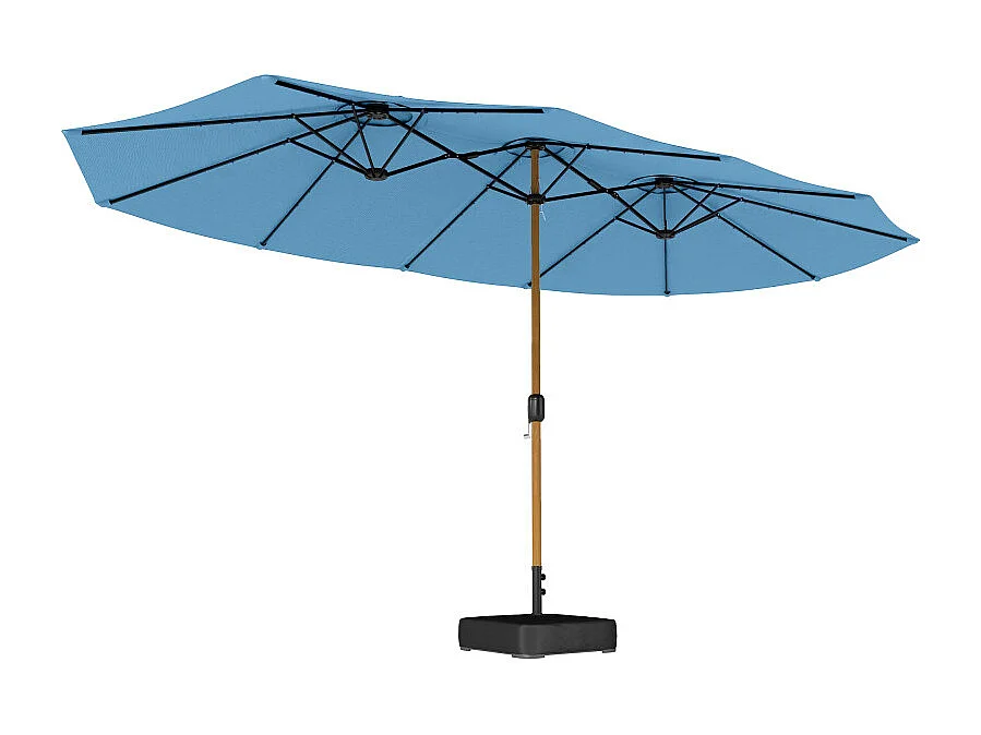 Parasol Altopiano Double Ombrage Extra-Large Résistant UV Bleu Noir Effet Bois 467x281 cm