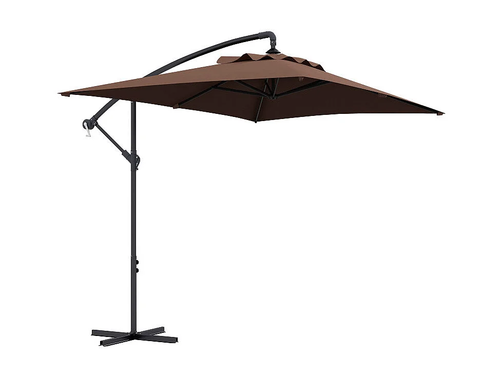 Parasol déporté Hersende rectangulaire kaki extérieur jardin terrasse piscine