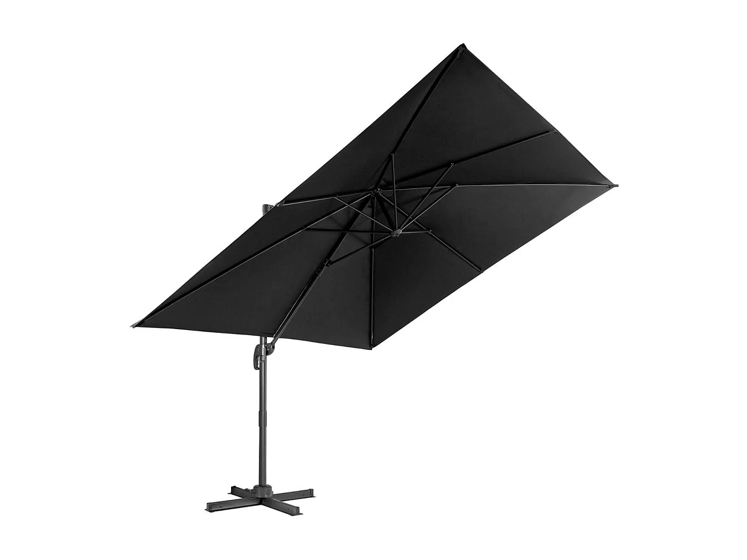 Sonnenschirm 300 x 300 cm quadratisch Ampelschirm mit Kurbel Schwarz