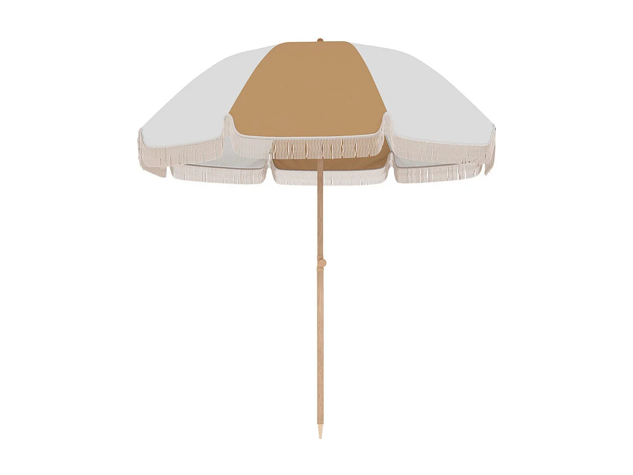 Parasol Berlinde Bohème Inclinable Franges Bicolore Blanc Beige 175 cm