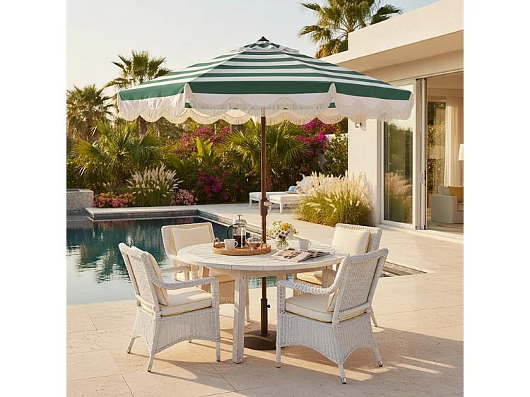 Parasol Vert chasseur/Rayure OPEN: 256 x 256 X 251 CLOSE: 15 x 15 x 251 - Thomas