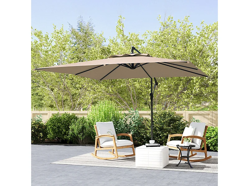 Parasol Caoimhe déporté 3x3m réglable anti-UV kaki haute résistance