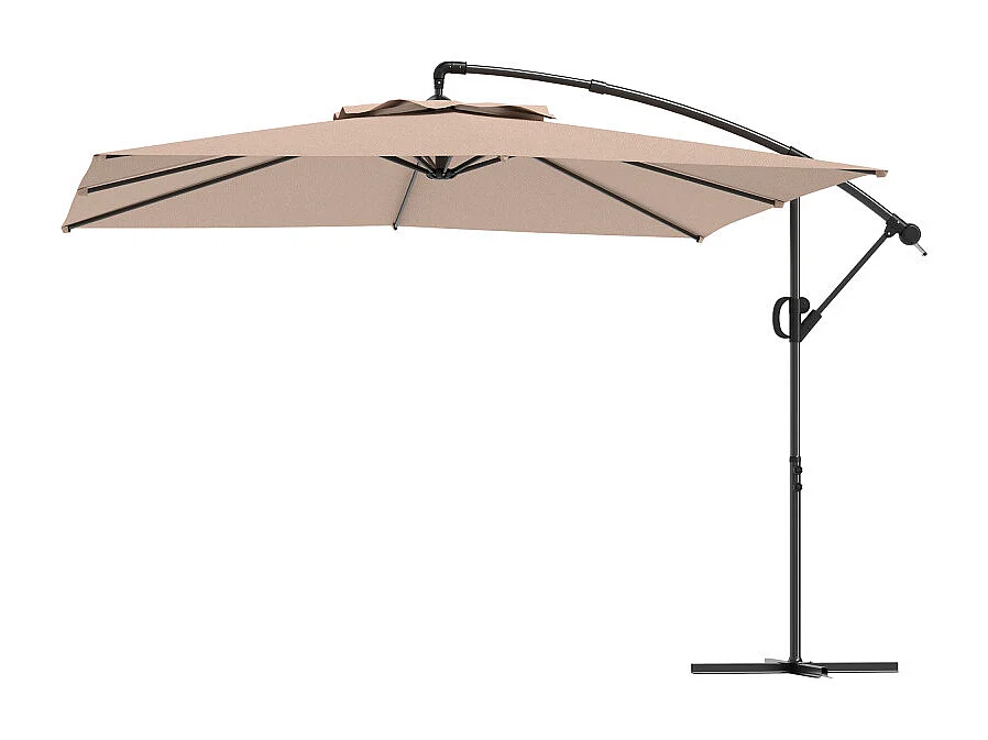 Parasol Caoimhe déporté 3x3m réglable anti-UV kaki haute résistance