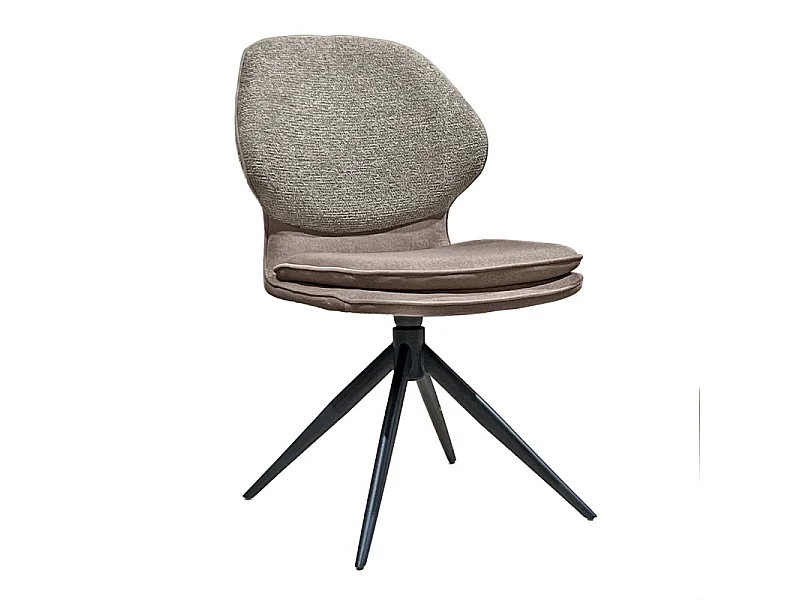 Chaise pivotante 360° en tissu bimatière chiné et Mohair taupe – MELY