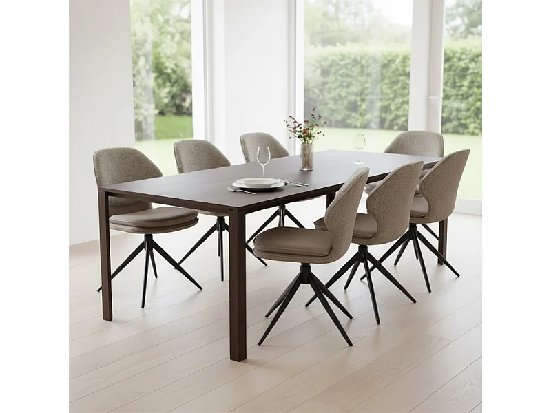 Chaise pivotante 360° en tissu bimatière chiné et Mohair taupe – MELY