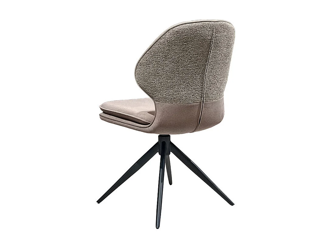 Chaise pivotante 360° en tissu bimatière chiné et Mohair taupe – MELY