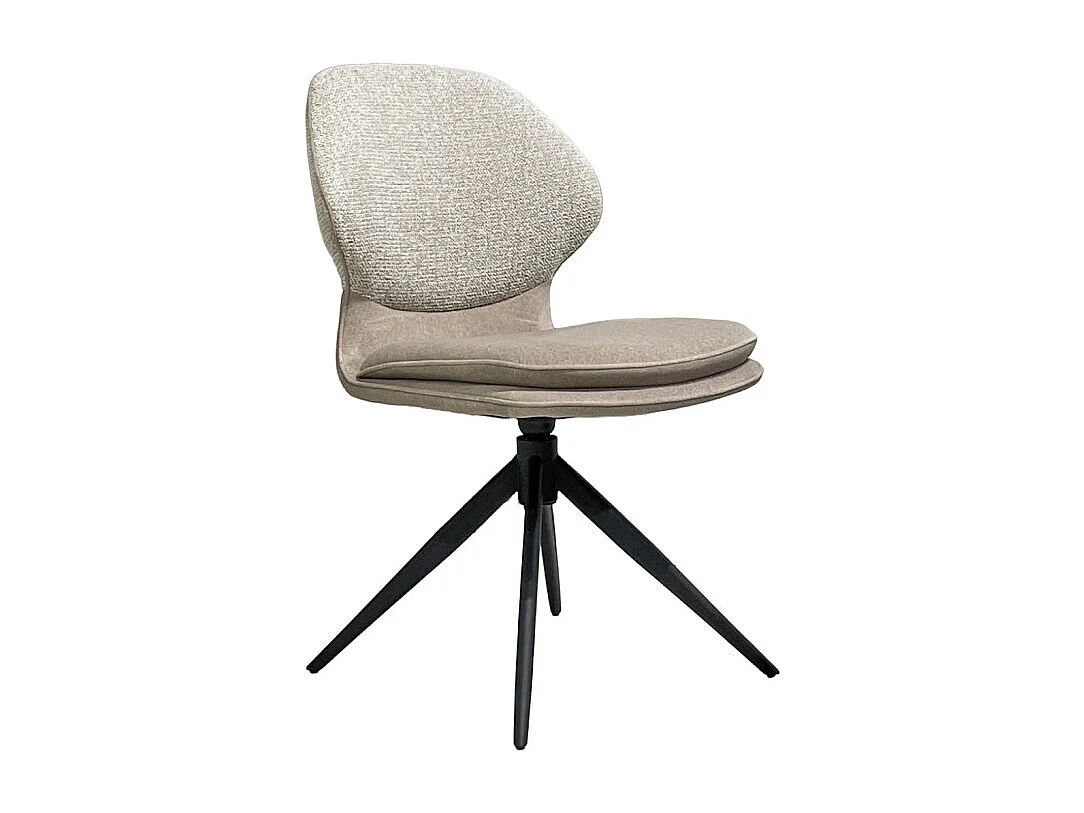 Chaise pivotante 360° bimatière tissu chiné et Mohair beige – MELY