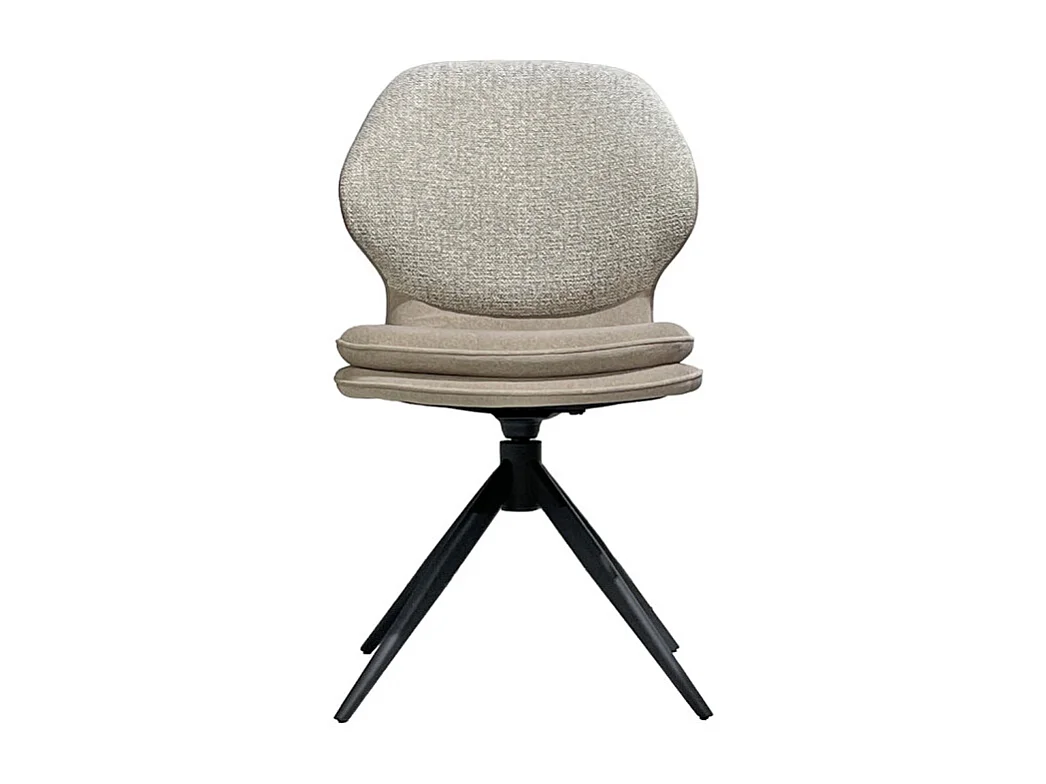 Chaise pivotante 360° bimatière tissu chiné et Mohair beige – MELY