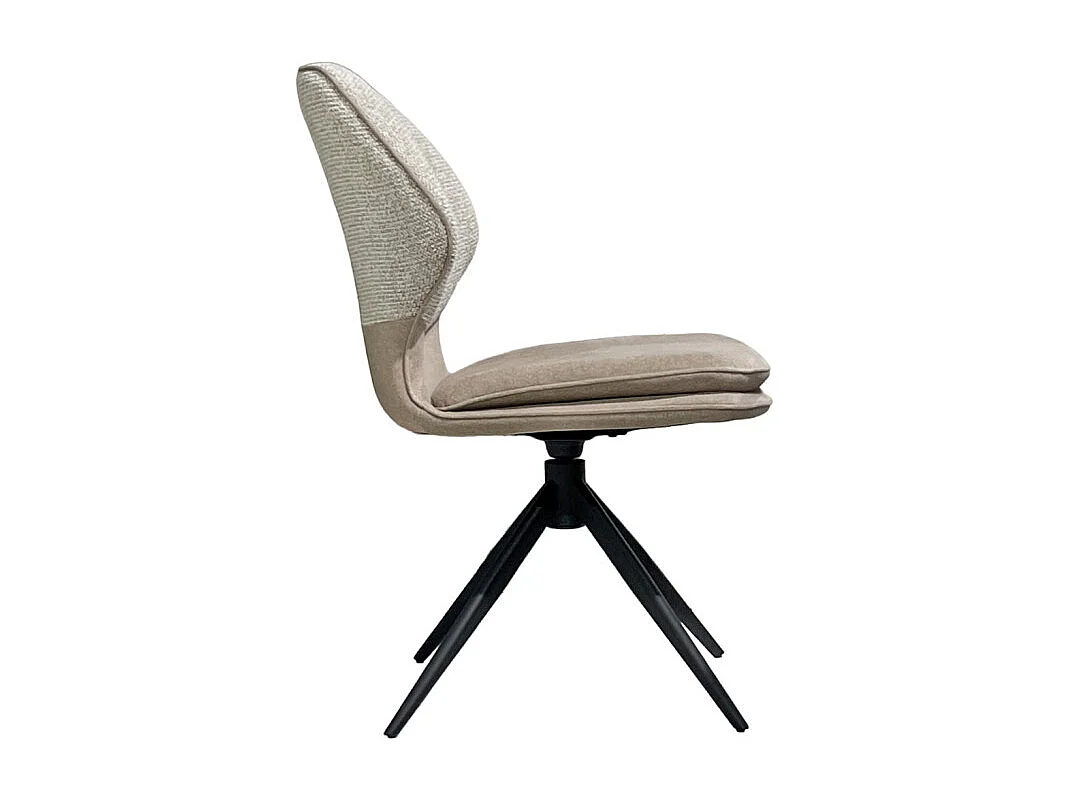 Chaise pivotante 360° bimatière tissu chiné et Mohair beige – MELY