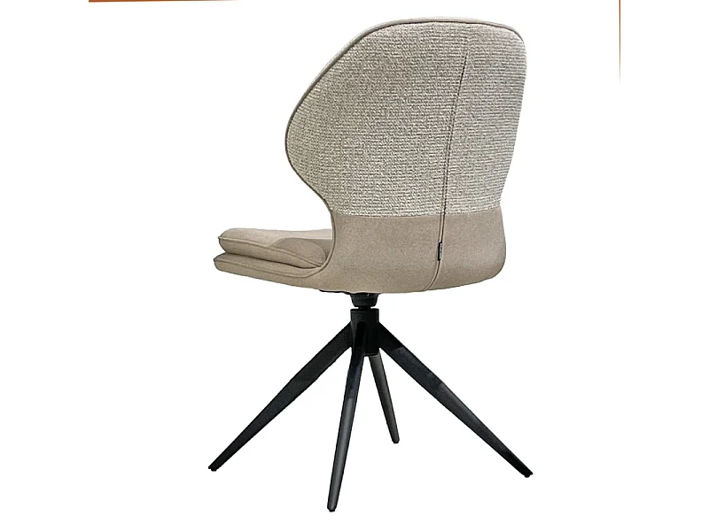 Chaise pivotante 360° bimatière tissu chiné et Mohair beige – MELY