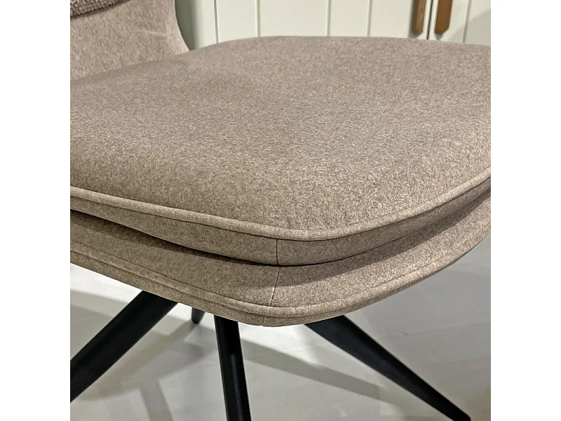 Chaise pivotante 360° bimatière tissu chiné et Mohair beige – MELY