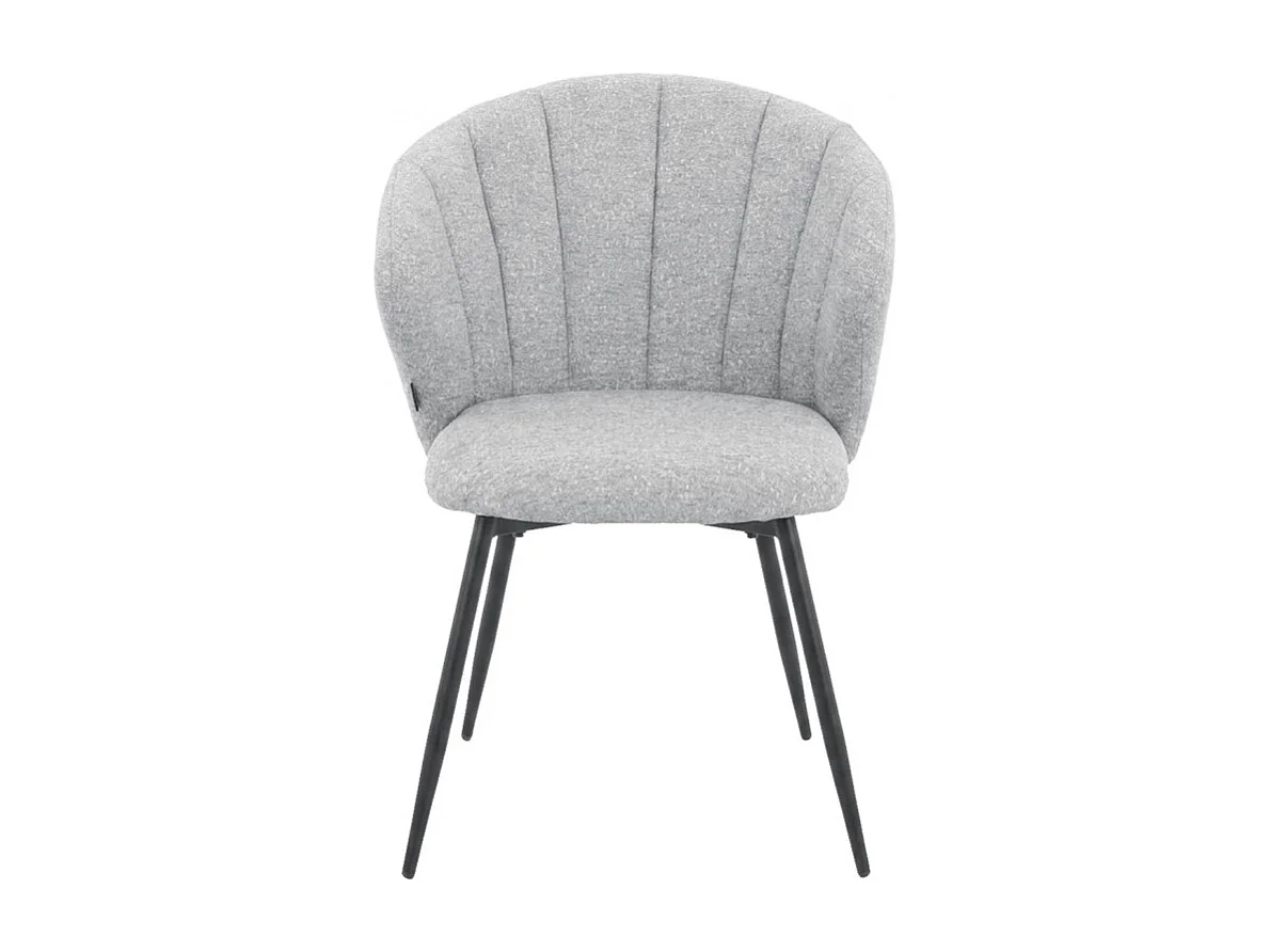 Lot de 2 chaises dossier coquillage tissu chiné doux gris clair - SIMON