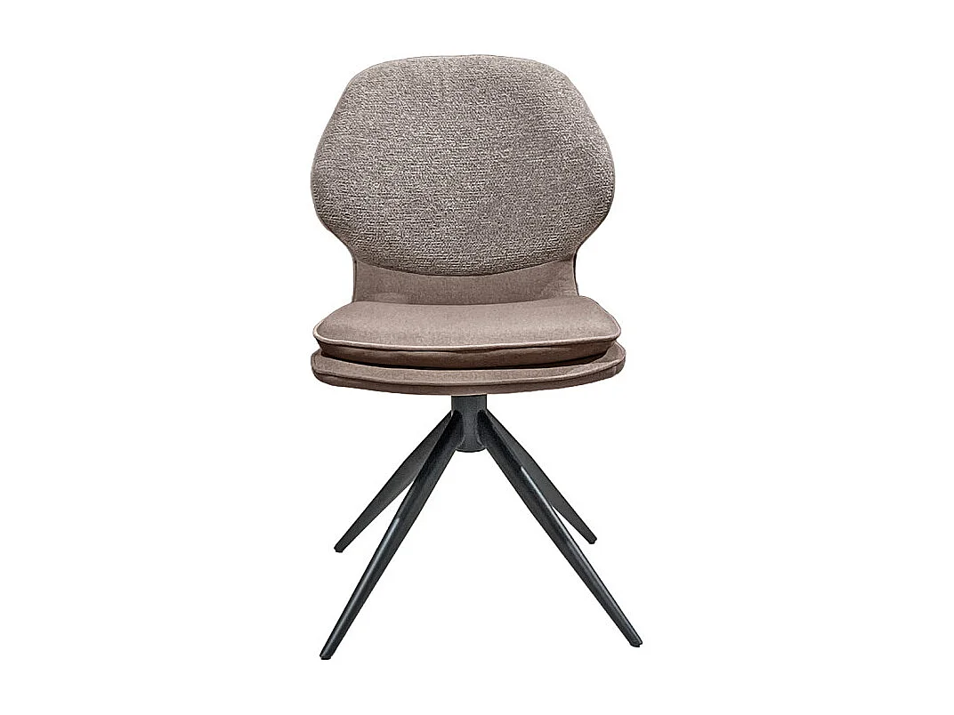 Lot 2 chaises pivotantes 360° en tissu chiné et Mohair taupe – MELY