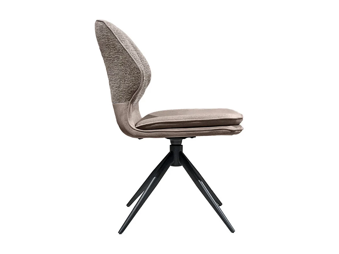 Lot 2 chaises pivotantes 360° en tissu chiné et Mohair taupe – MELY