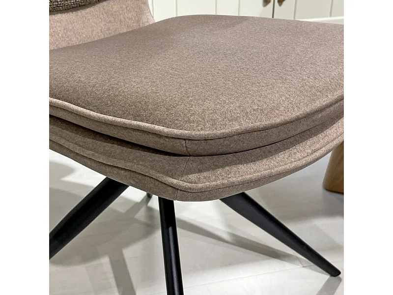 Lot 2 chaises pivotantes 360° en tissu chiné et Mohair taupe – MELY