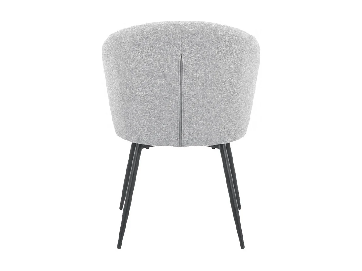 Chaise tissu gris clair chiné à dossier coquillage pieds métal - SIMON
